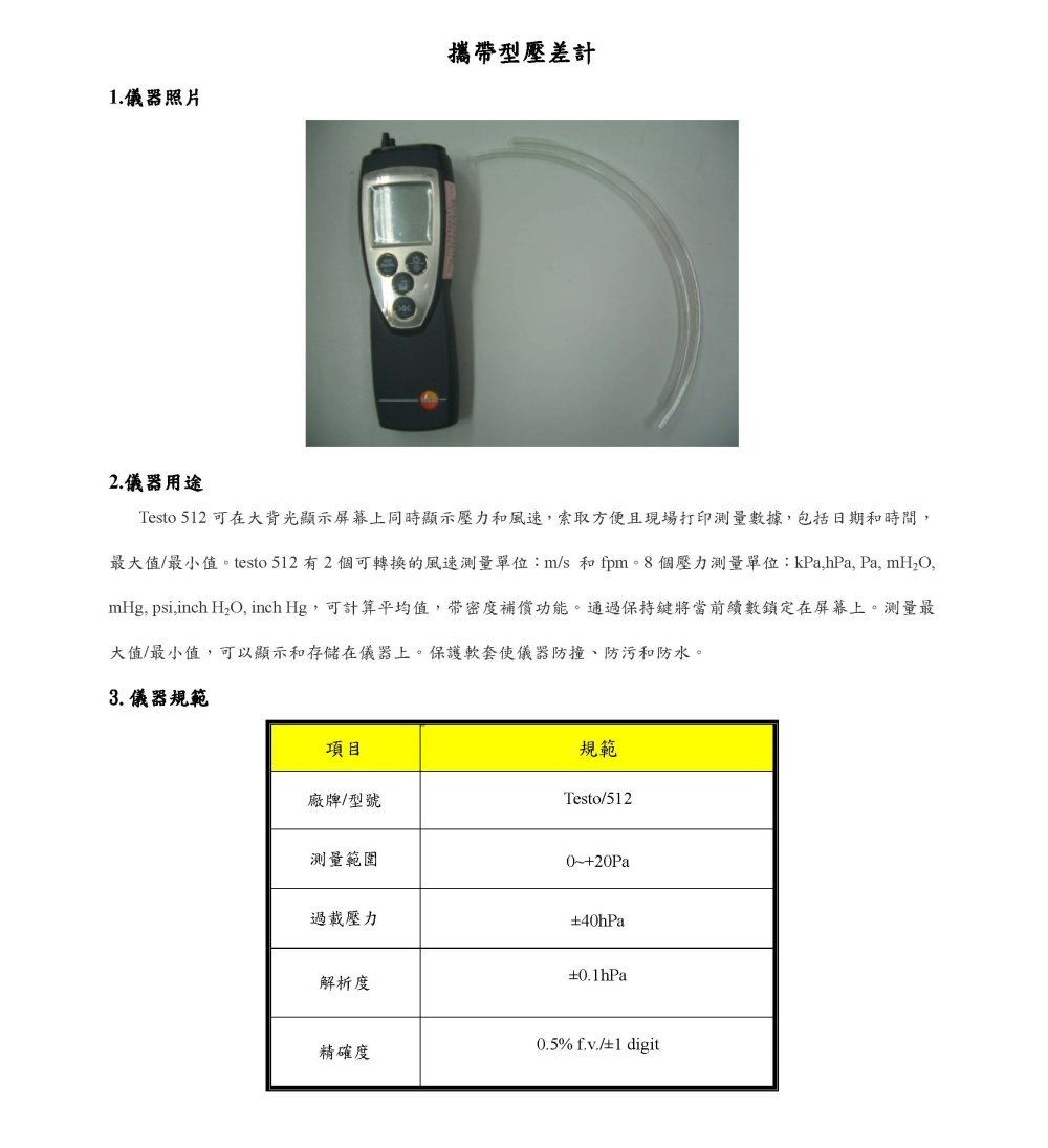 攜帶型壓差計