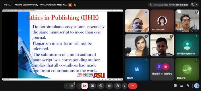 2026.07.31工程學院Arizona State University – Prof. Arunachala Mada Kannan論文撰寫線上專題講座圖片