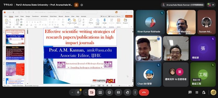 2026.07.31工程學院Arizona State University – Prof. Arunachala Mada Kannan論文撰寫線上專題講座圖片