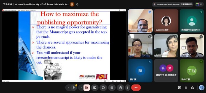 2026.07.31工程學院Arizona State University – Prof. Arunachala Mada Kannan論文撰寫線上專題講座圖片